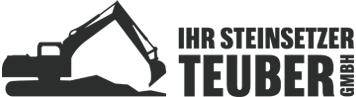 Logo mit schwarzer Blockschrift und einem Bagger von Ihr Steinsetzer GmbH